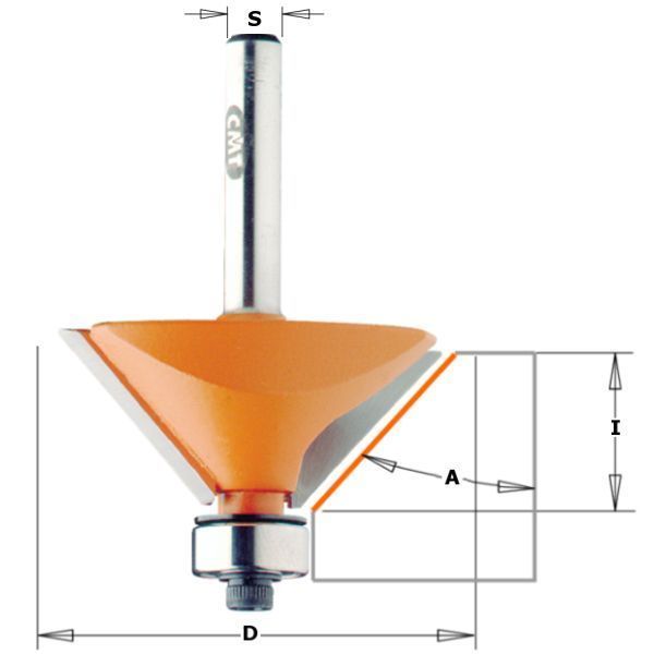 Фото Фреза концевая CMT фасочная D=19,0 I=11,5 S=1/4" в интернет-магазине ToolHaus.ru